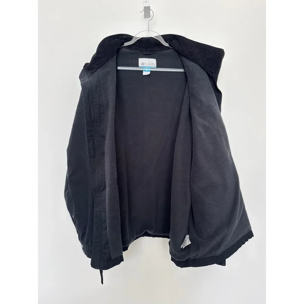 Vintage 2000s Columbia Black Utility Jacket corduroy collar  fleece lining 3X